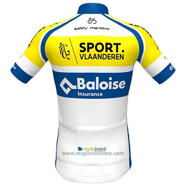 2020 Abbigliamento Ciclismo Sport Vlaanderen-Baloise Bianco Giallo Blu Manica Corta e Salopette